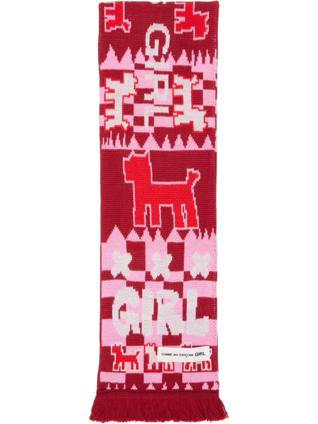 Red Knitted Stole Scarf - 1