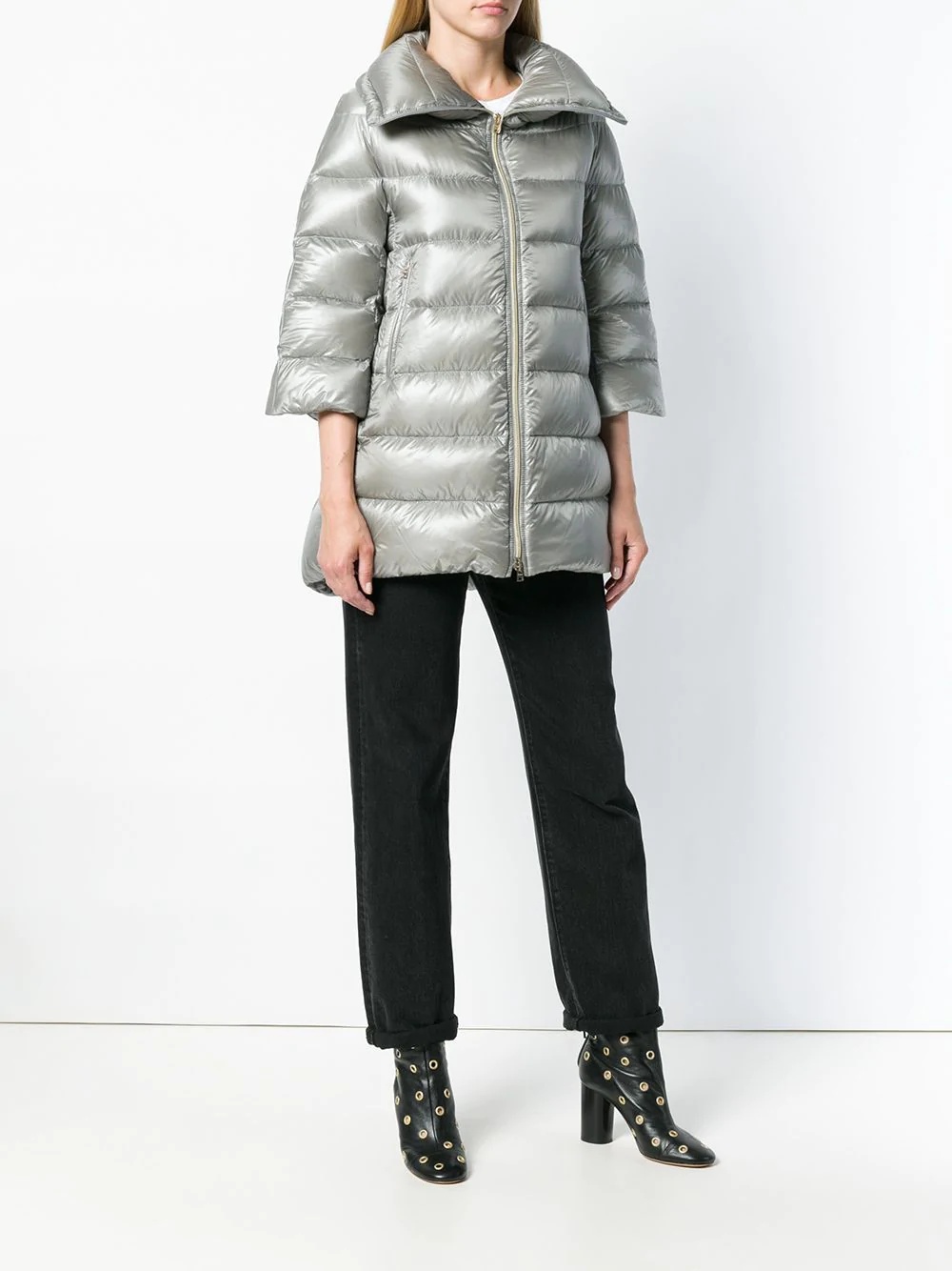 padded zipped coat - 3