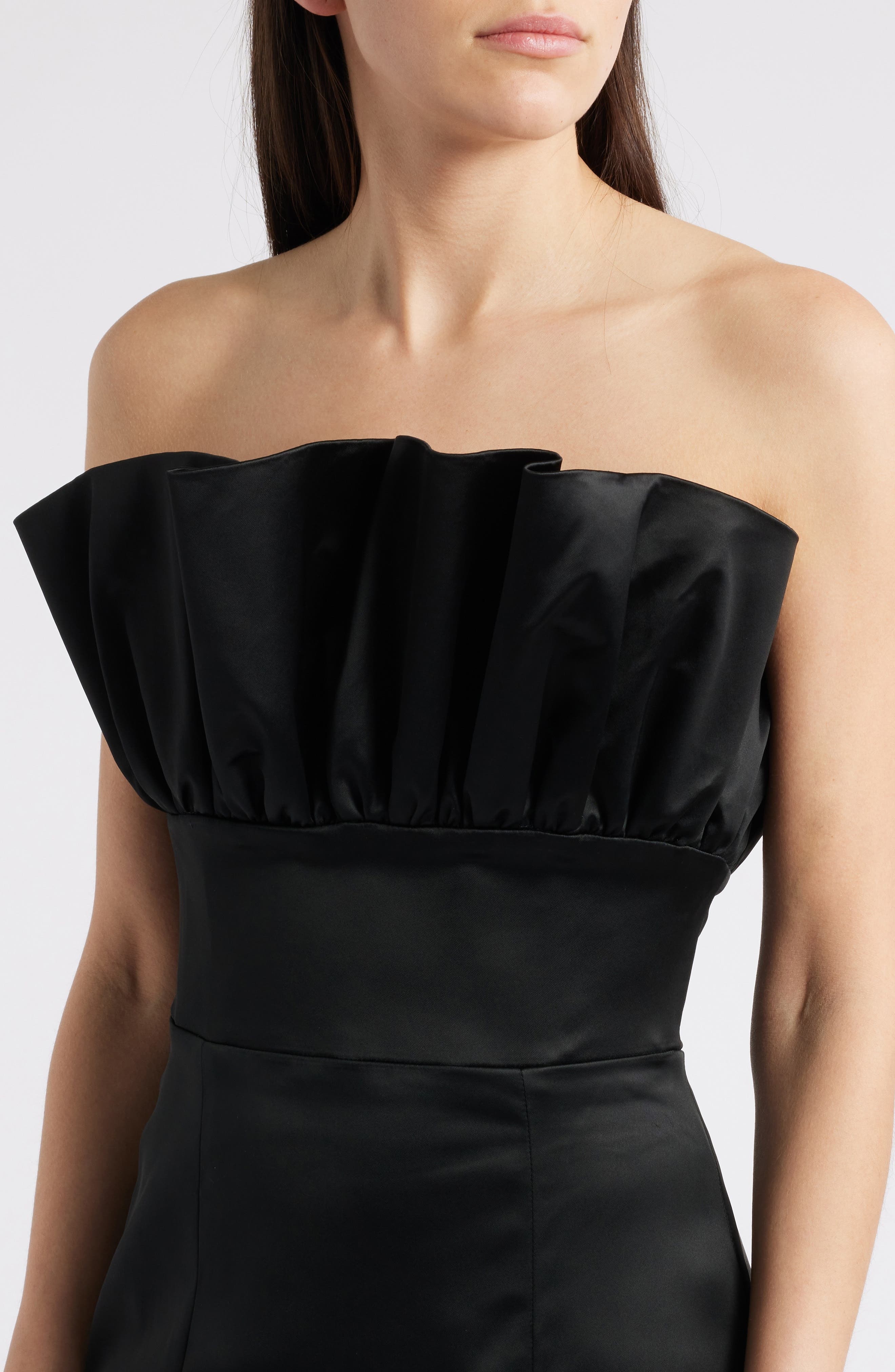 SAU LEE Noah Strapless Satin Gown in Black at Nordstrom - 4