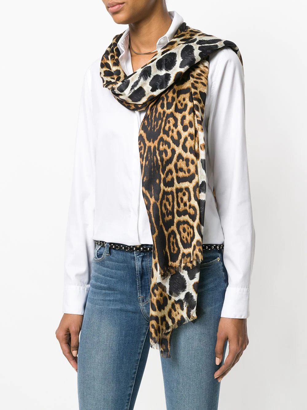 leopard-print silk scarf - 2