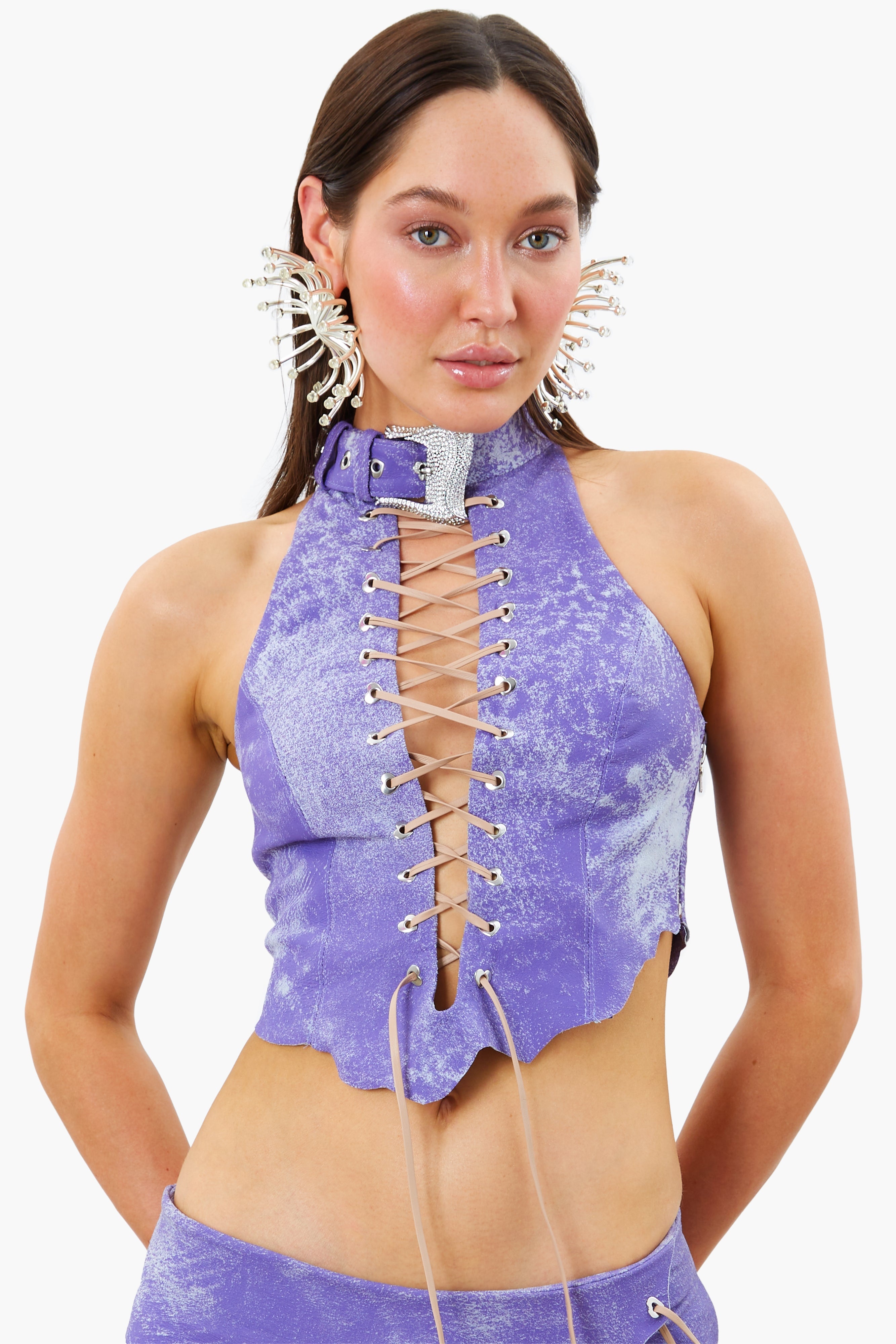 PHOEBE LEATHER TOP POISON - 3