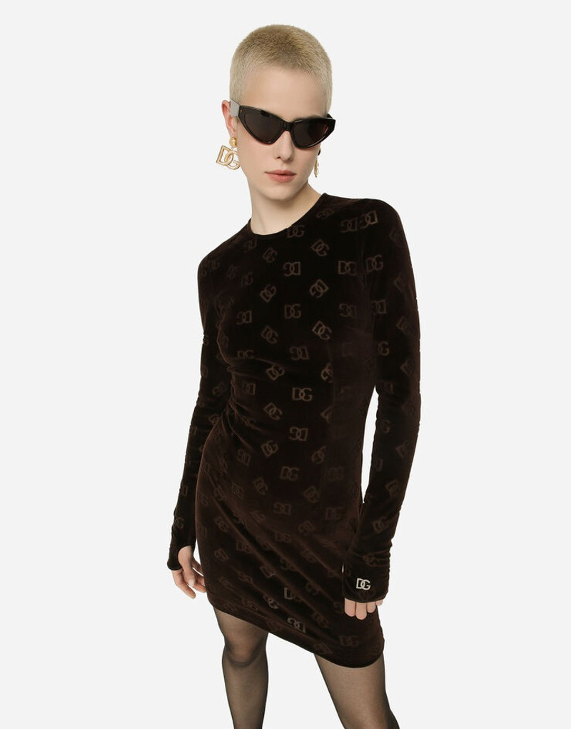 Short chenille jacquard dress with DG logo 4