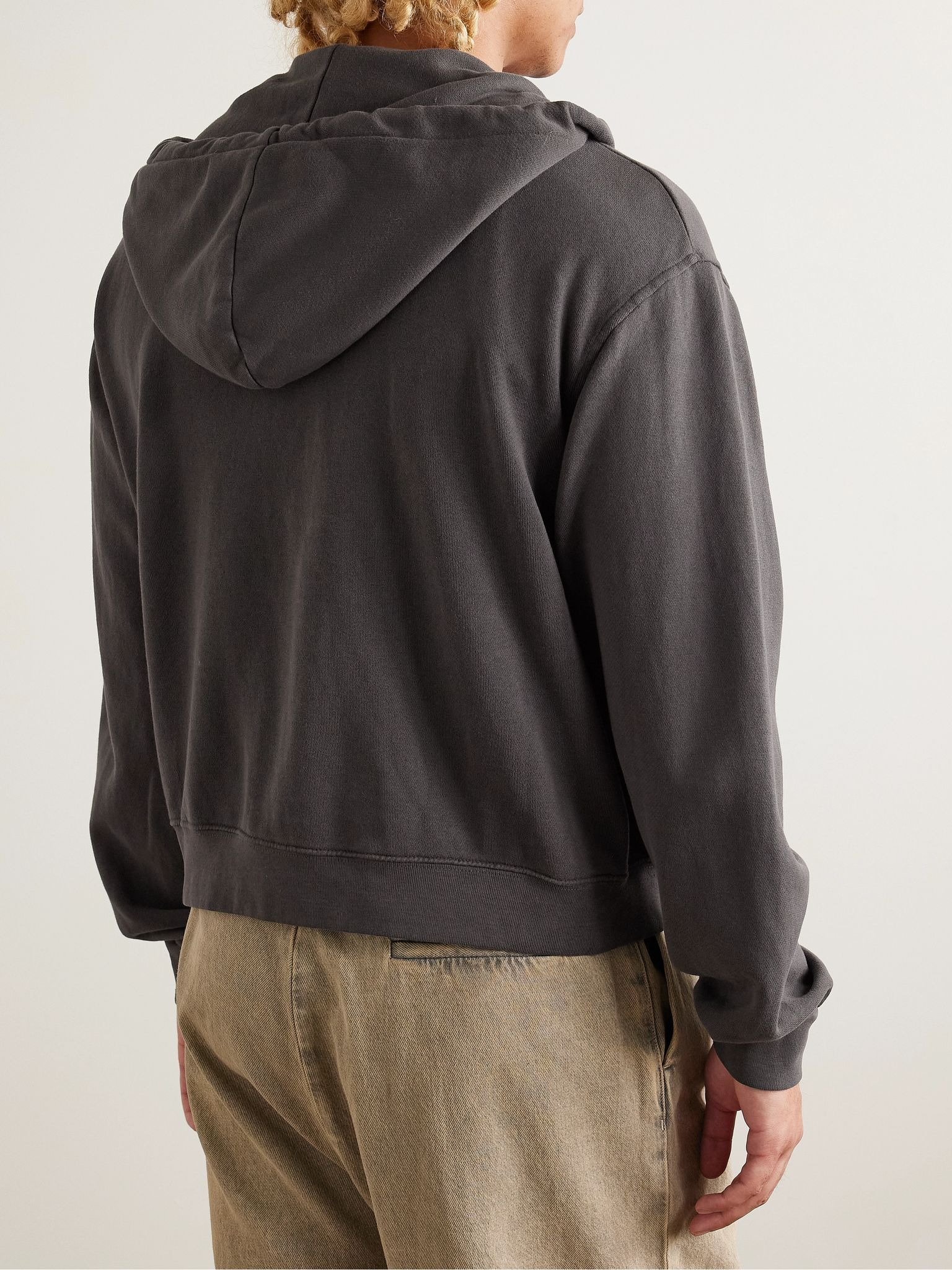 Daily Logo-Embroidered Cotton and Cashmere-Blend Zip-Up Hoodie Dark gray - 3