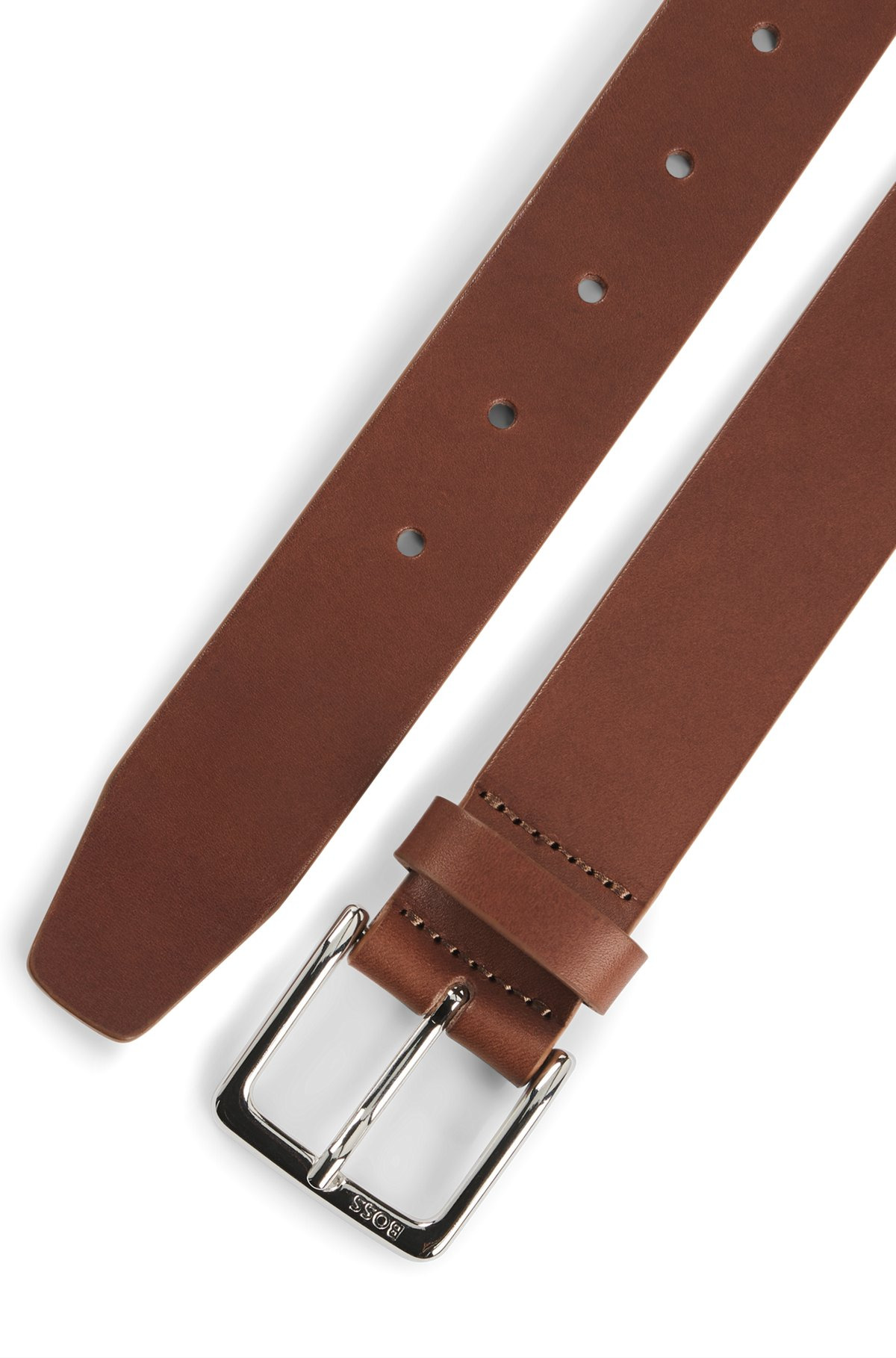ITALIAN-LEATHER BELT WITH SILVER-TONE BUCKLE - 3