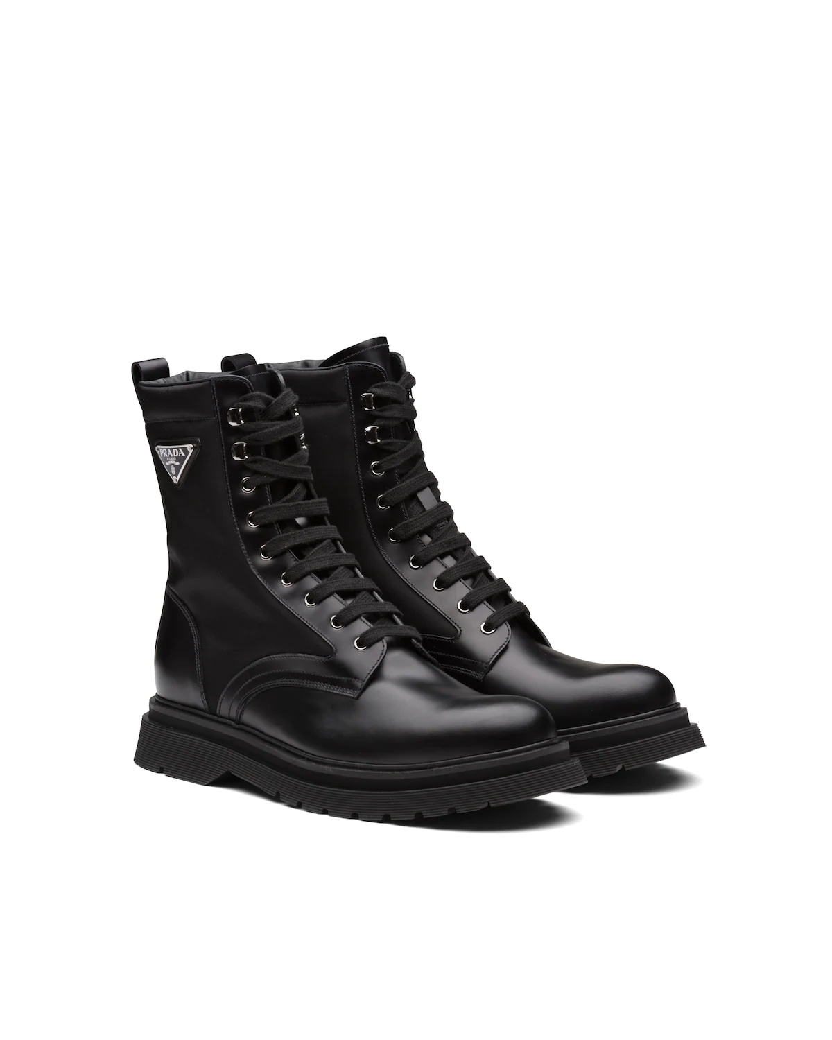 Prada Brushed leather and nylon boots | prada | REVERSIBLE