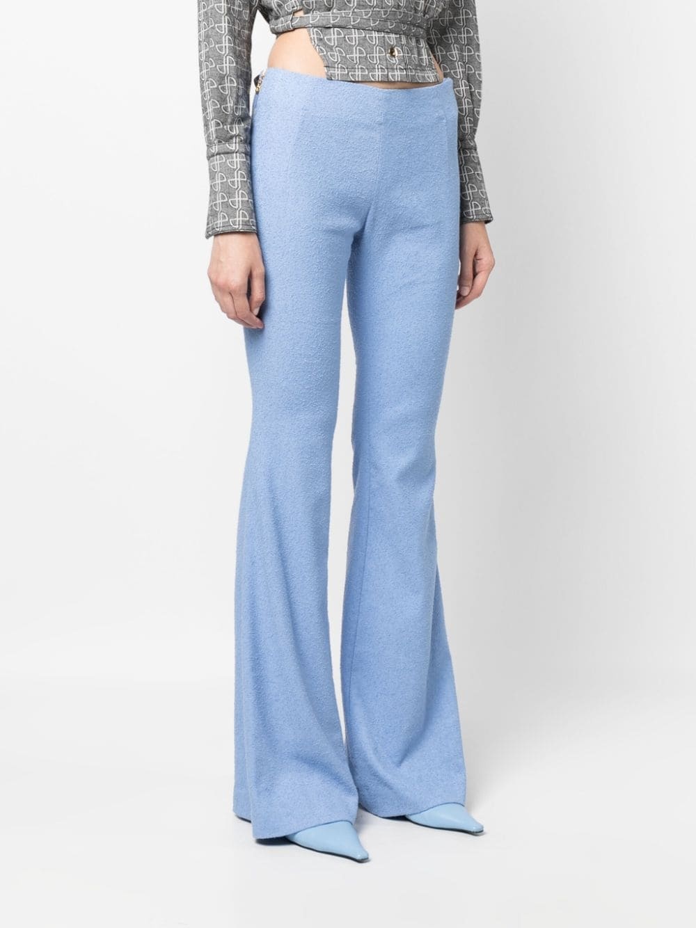 linen-blend flared trousers - 3