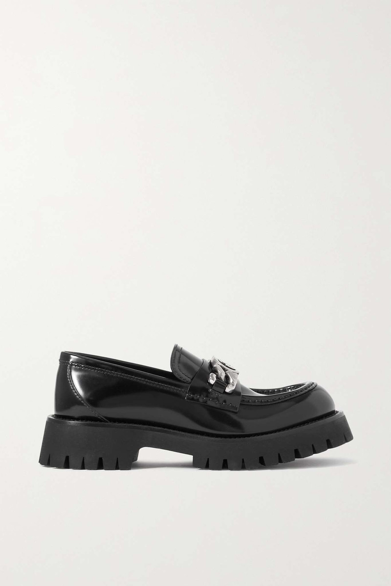 Jeanne embellished glossed-leather platform loafers - 1