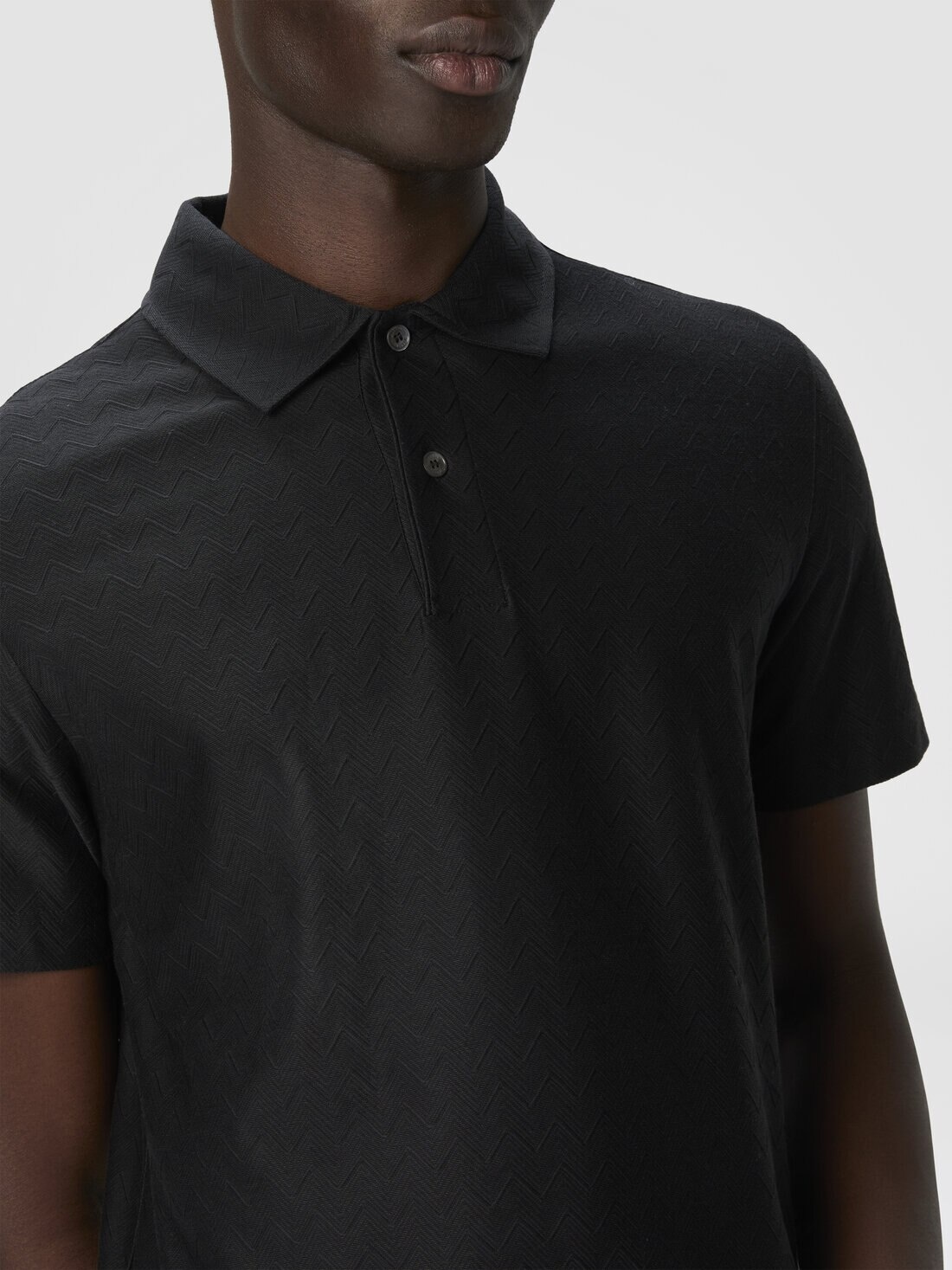 Tonal zigzag cotton jersey polo shirt - 5