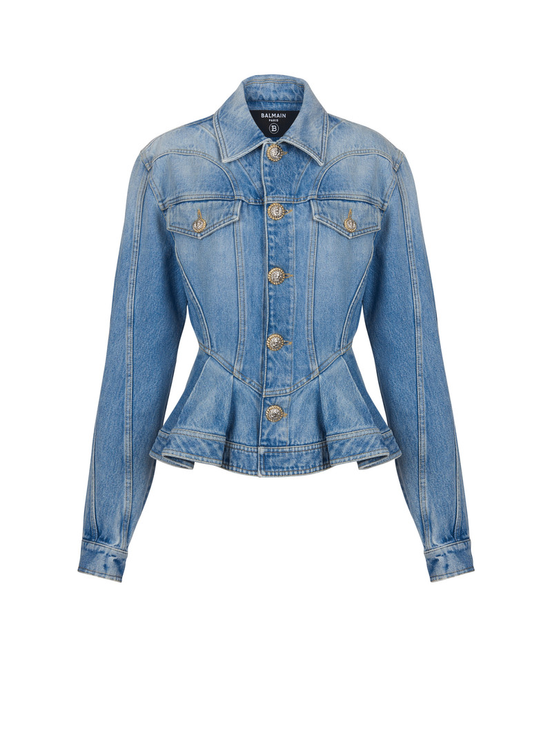 Pleated denim jacket - 1