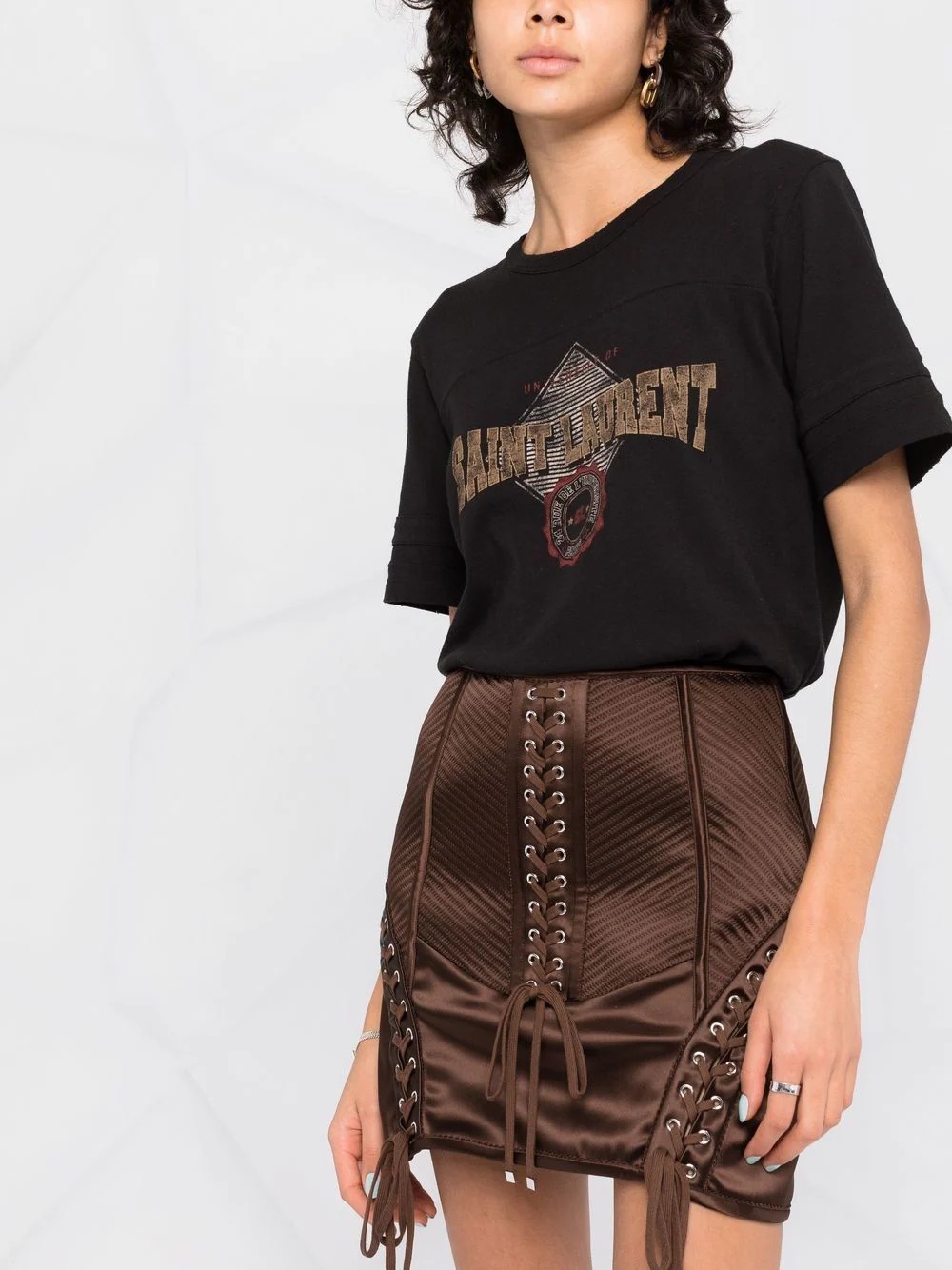 lace-up mini skirt - 5