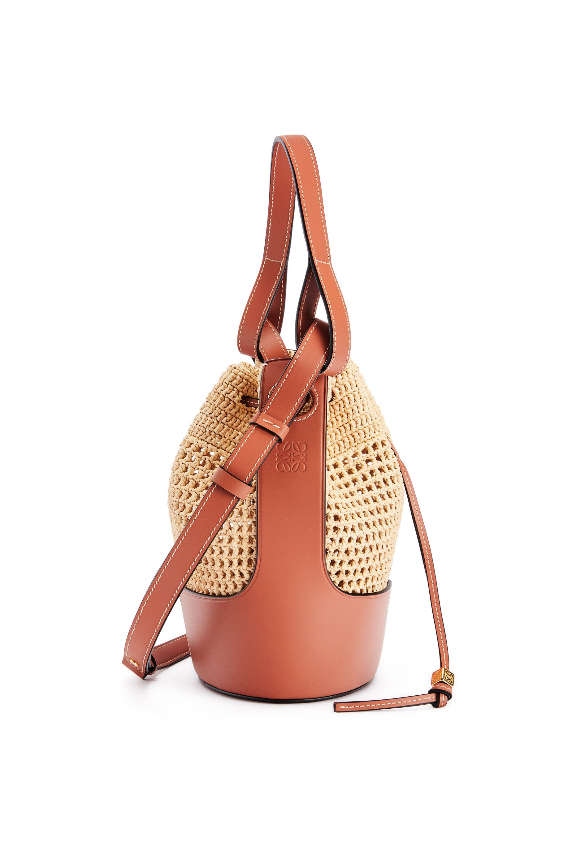 Small Balloon bag in raffia and calfskin - 3