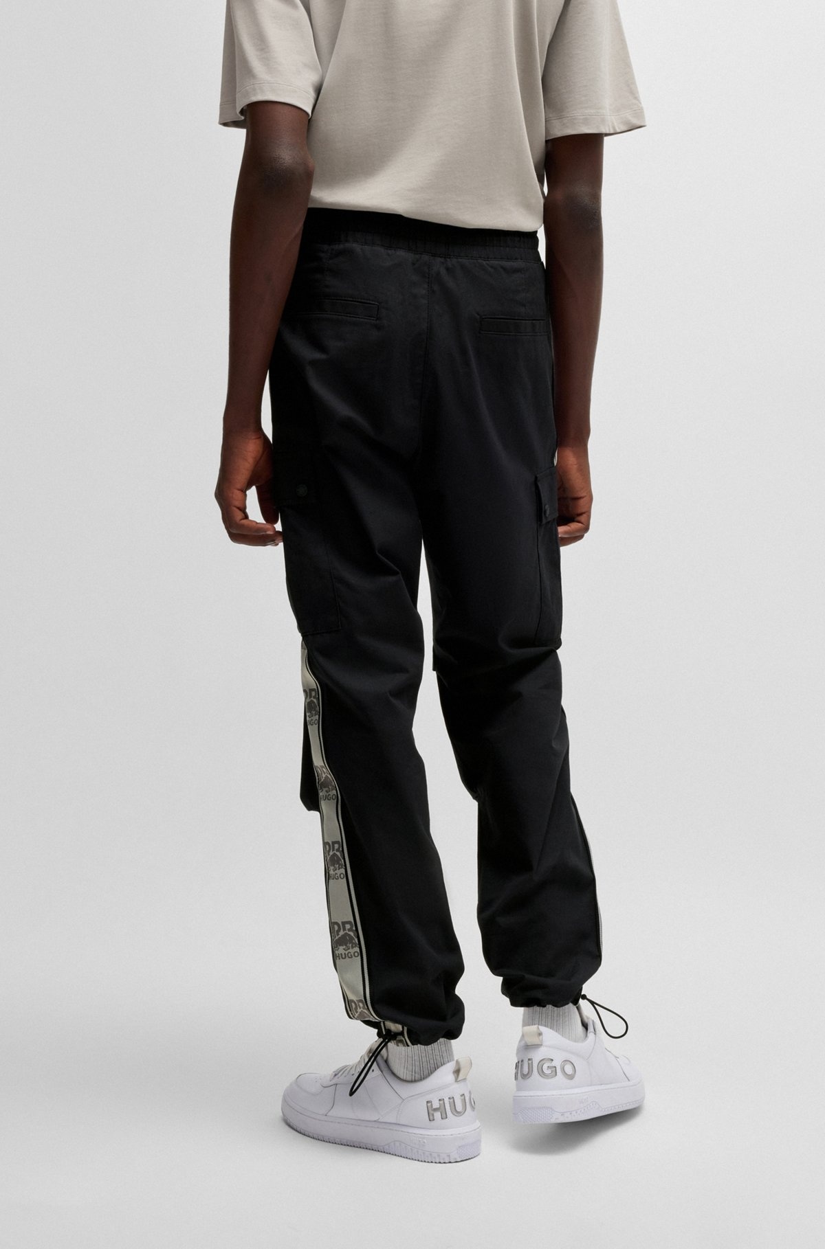 HUGO X RB REGULAR-FIT CARGO TROUSERS WITH BRANDED TAPE - 4