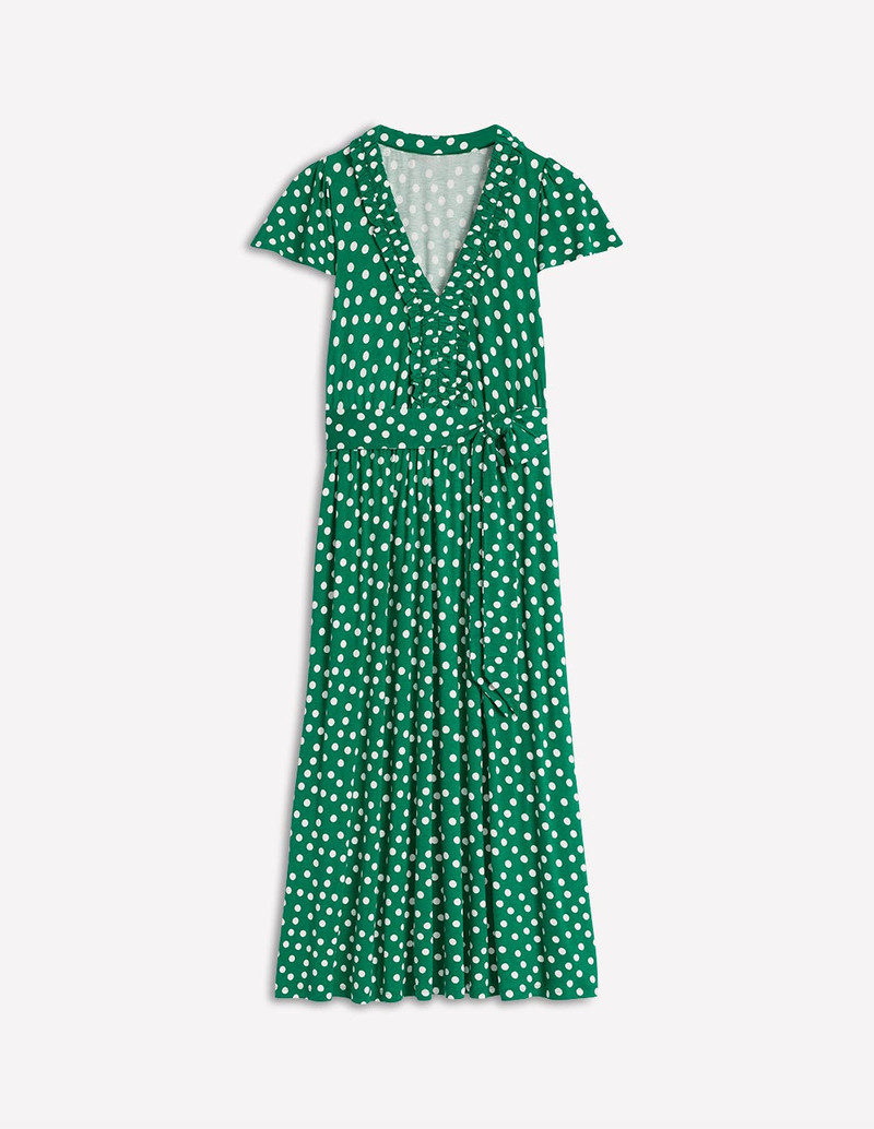 Nicola Jersey Tea Dress-Forest Grass, Painted Dot 1
