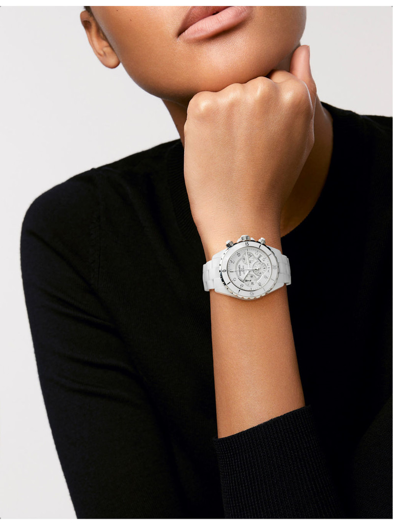CHANEL H2009 J12 Chronograph ceramic, stainless-steel and 0.07ct diamond automatic watch outlook