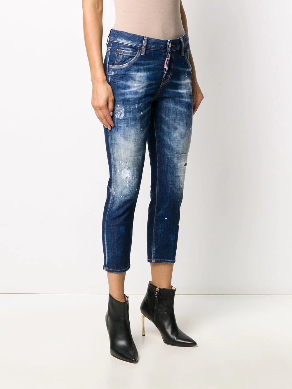 cropped distress jeans - 3