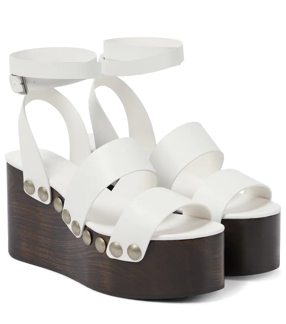 Leather wedge sandals - 1