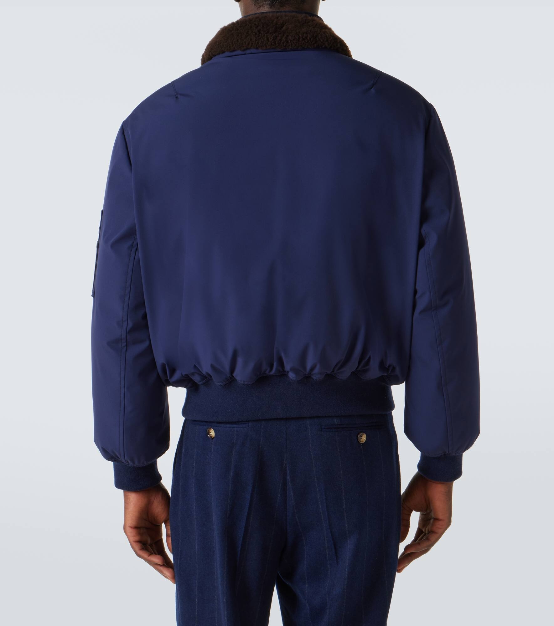 Shearling-trimmed bomber jacket - 4