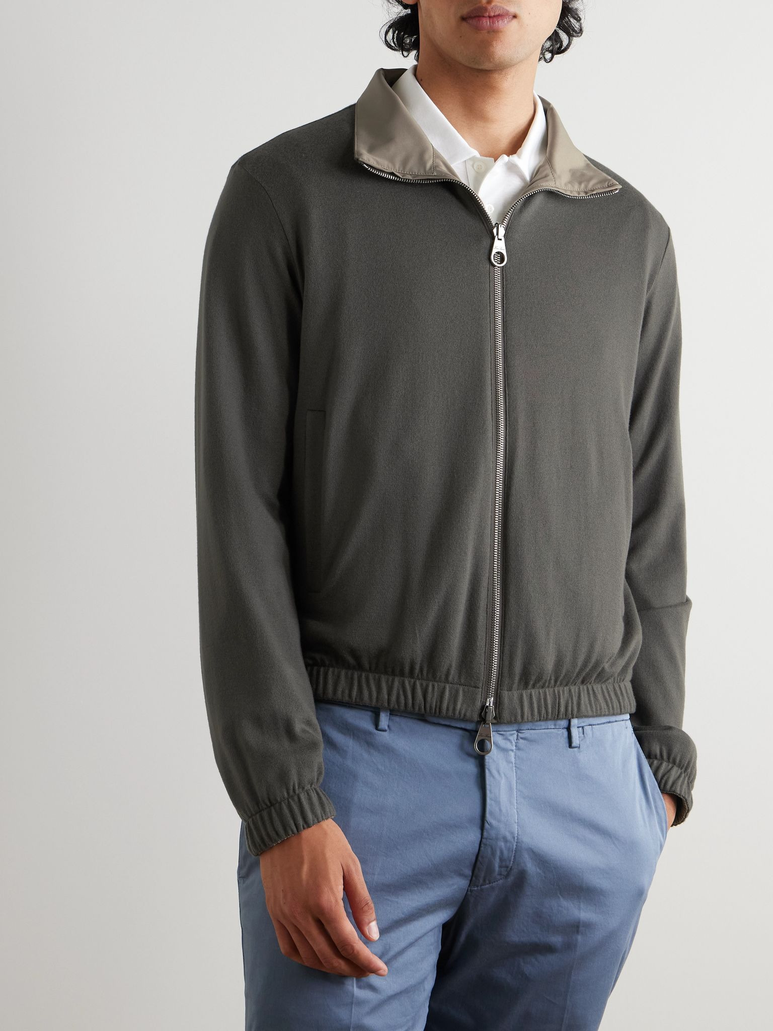 Reversible Windmate® Storm System® Shell and Cashmere Bomber Jacket Taupe - 6