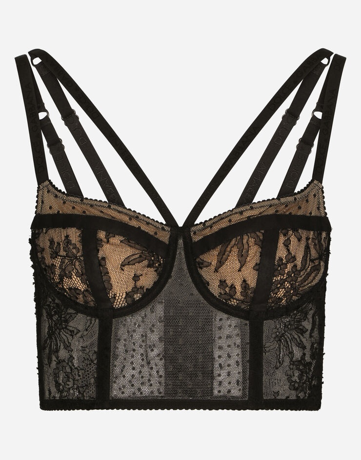 Lace lingerie bustier with straps - 1