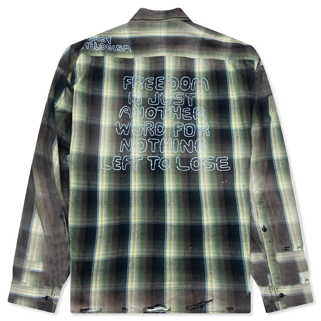 VINTAGE LIKE CHECK L/S SHIRT - GREEN - 2