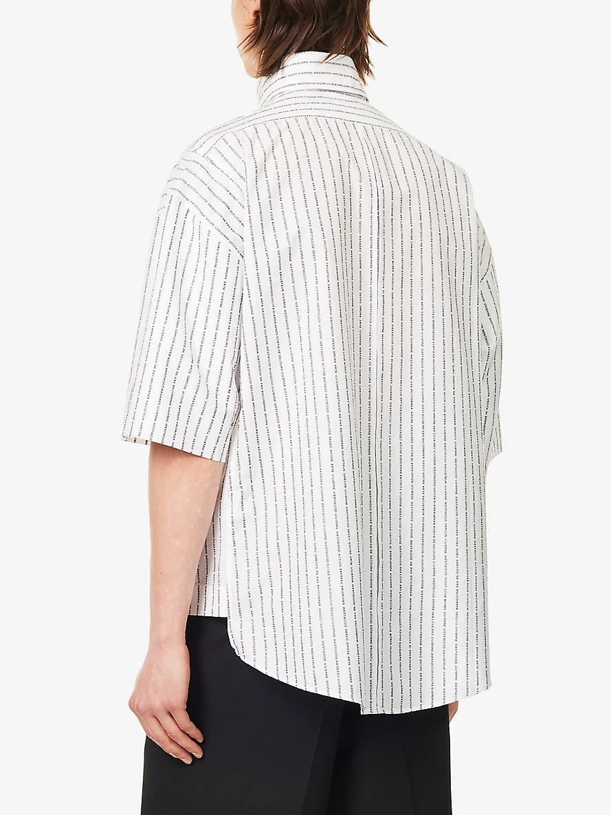 Krall logo-embroidered striped cotton shirt - 4