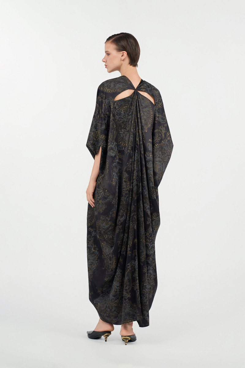Ornamental Black silk kaftan 4