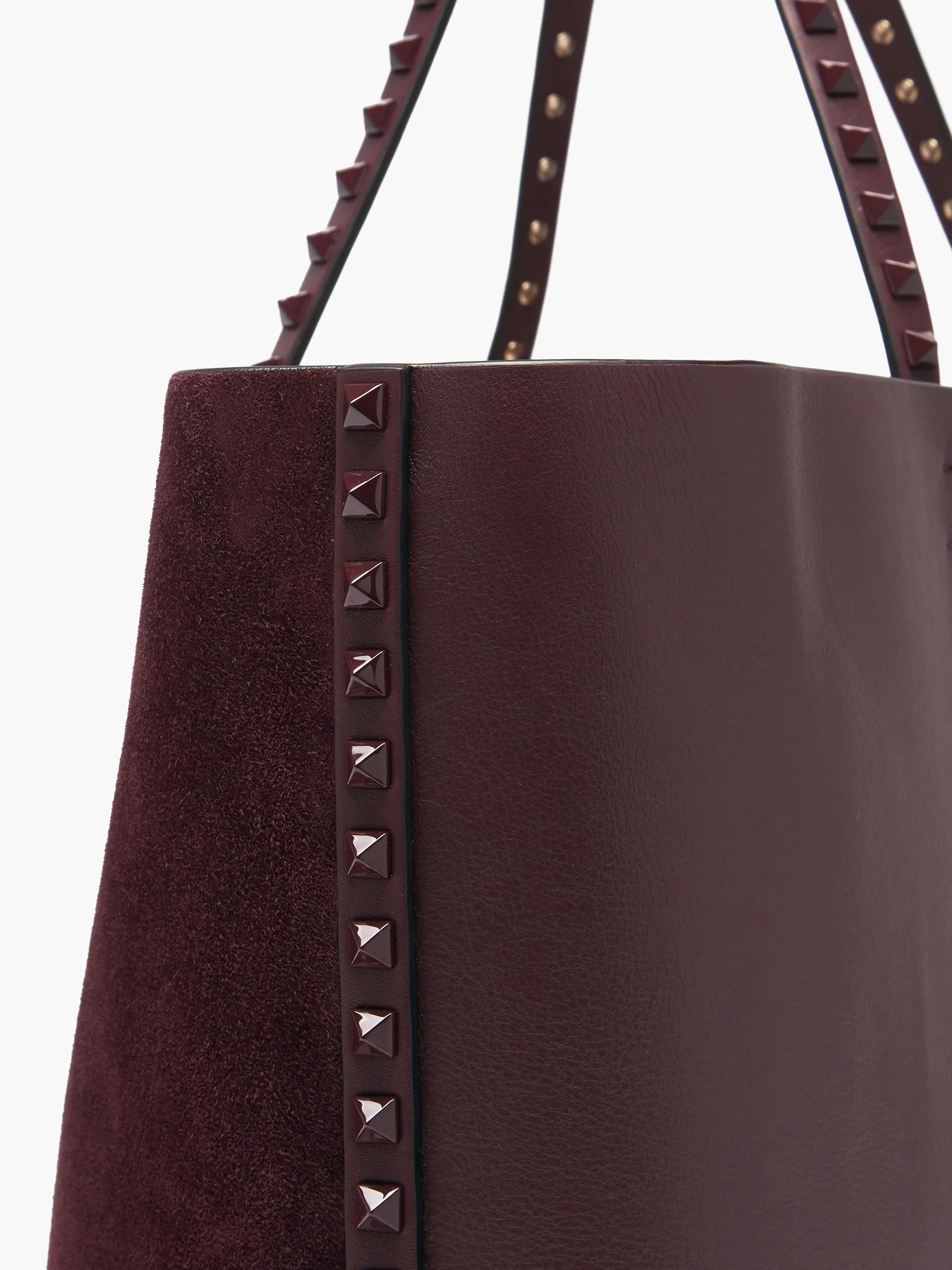 Rockstud suede and leather tote bag - 6