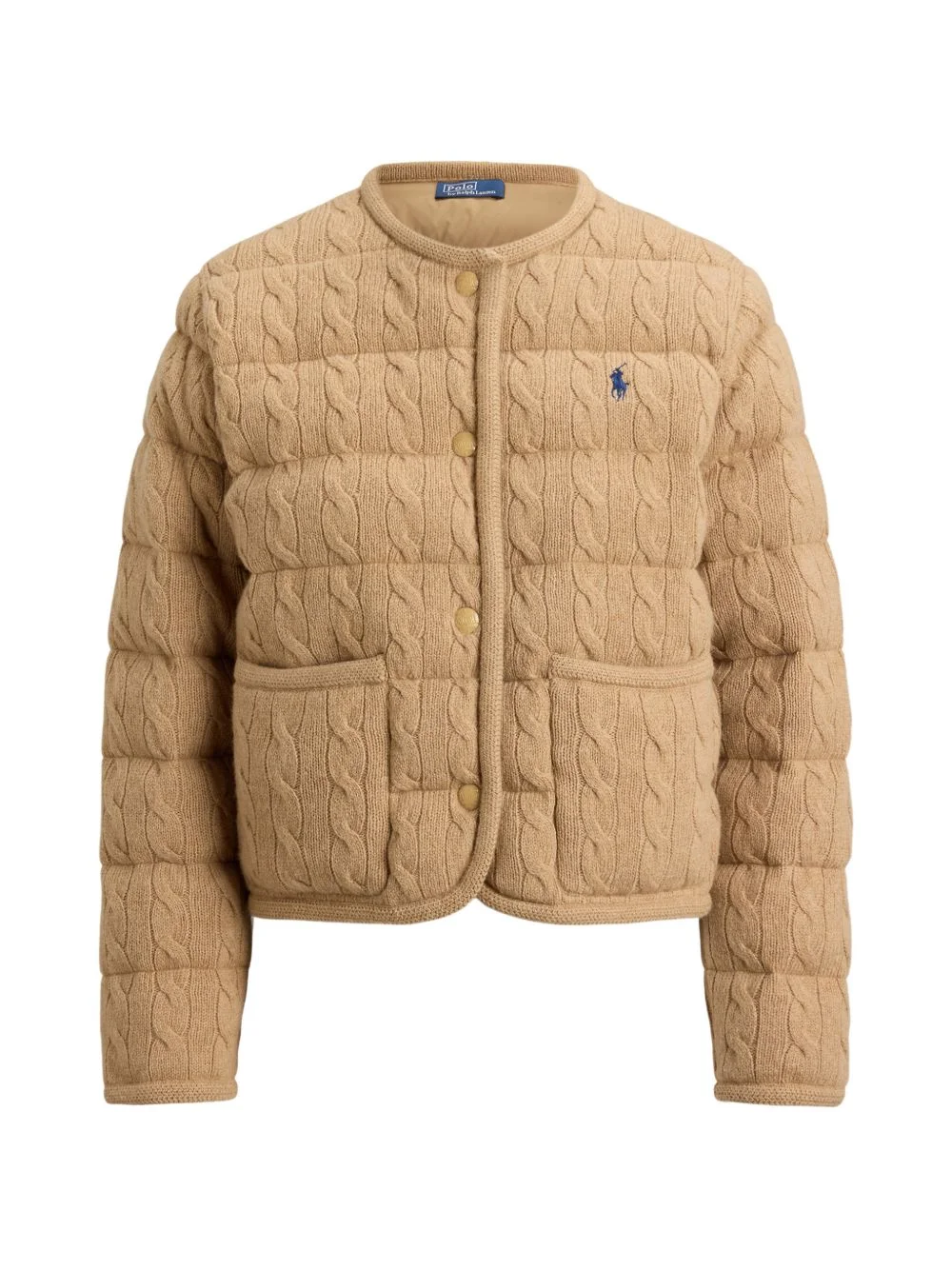 cable-knit bomber jacket - 1