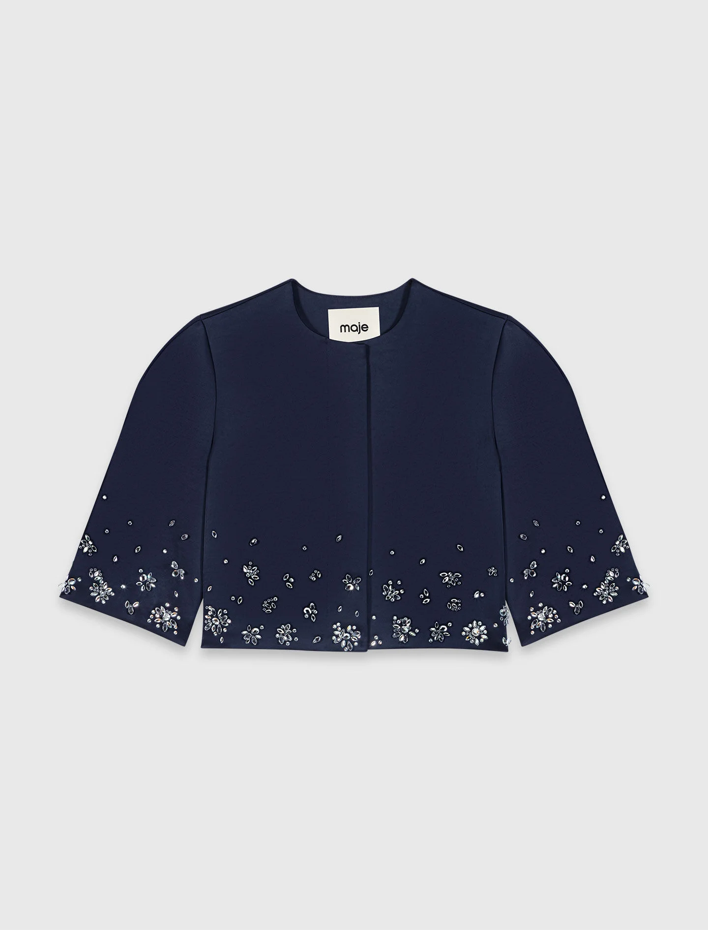 Short embroidered satin jacket - 1