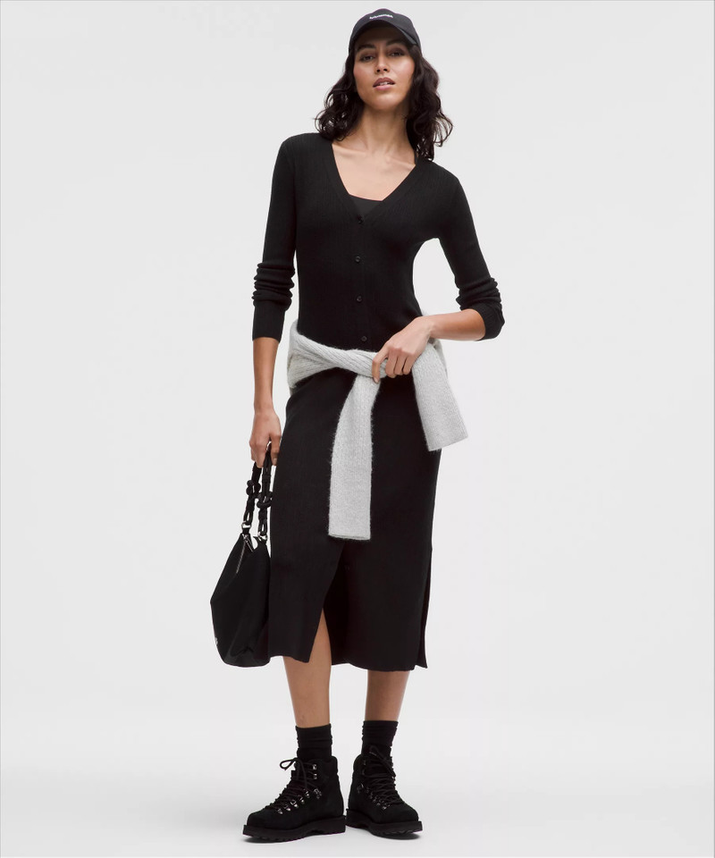 Micro Cable Merino-Blend Buttoned Midi Dress 1