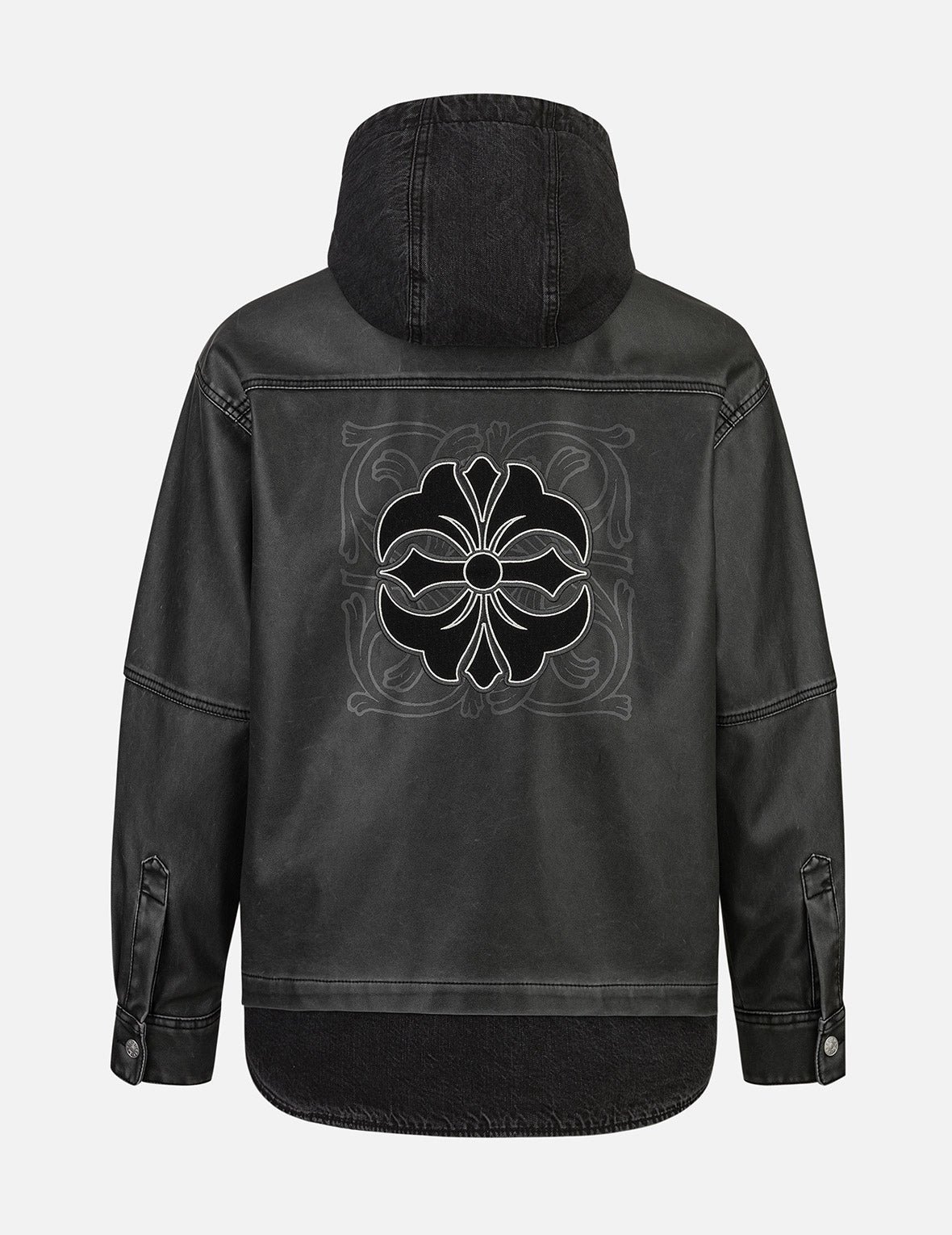 Seagull Print and Embossed Logo Regular Fit Vegan Leather Jacket - 2