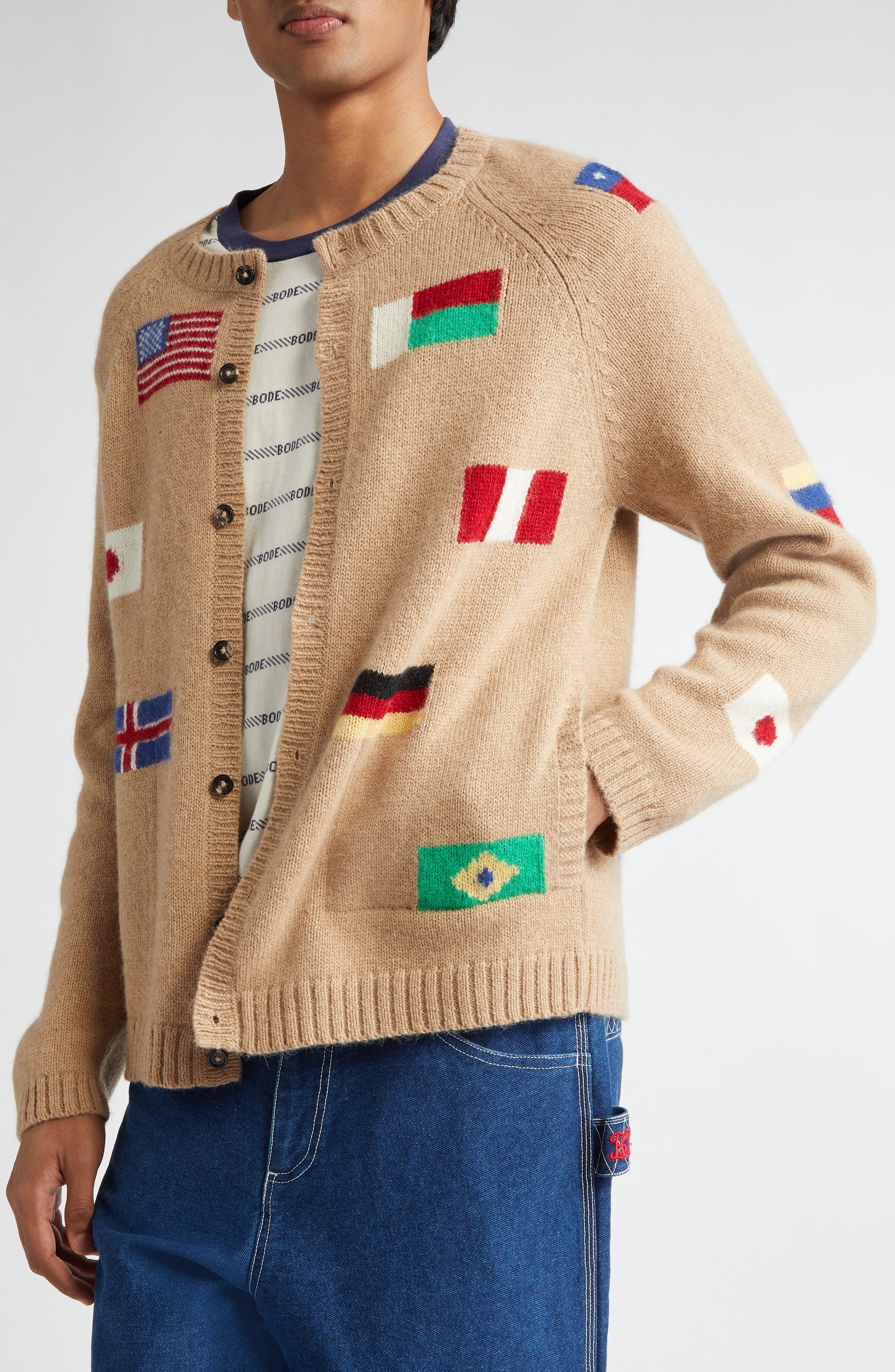 Bode Round-the-World Baby Alpaca and Merino Wool Cardigan in Tan at Nordstrom - 5