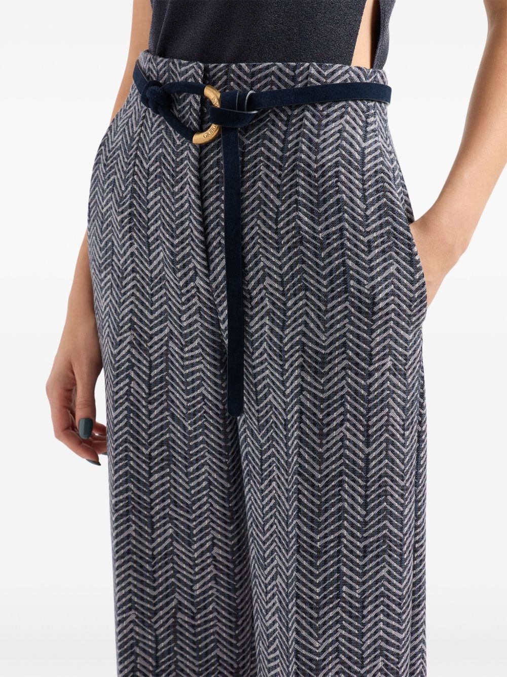 high-waisted chevron trousers - 4