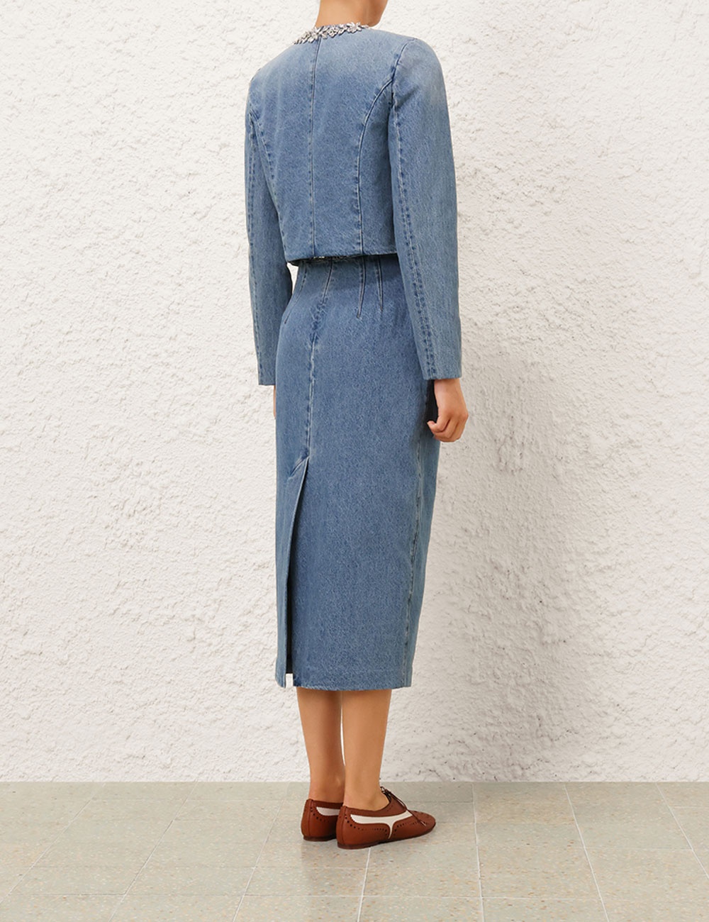 CRUSH EMBELLISHED DENIM SKIRT - 4