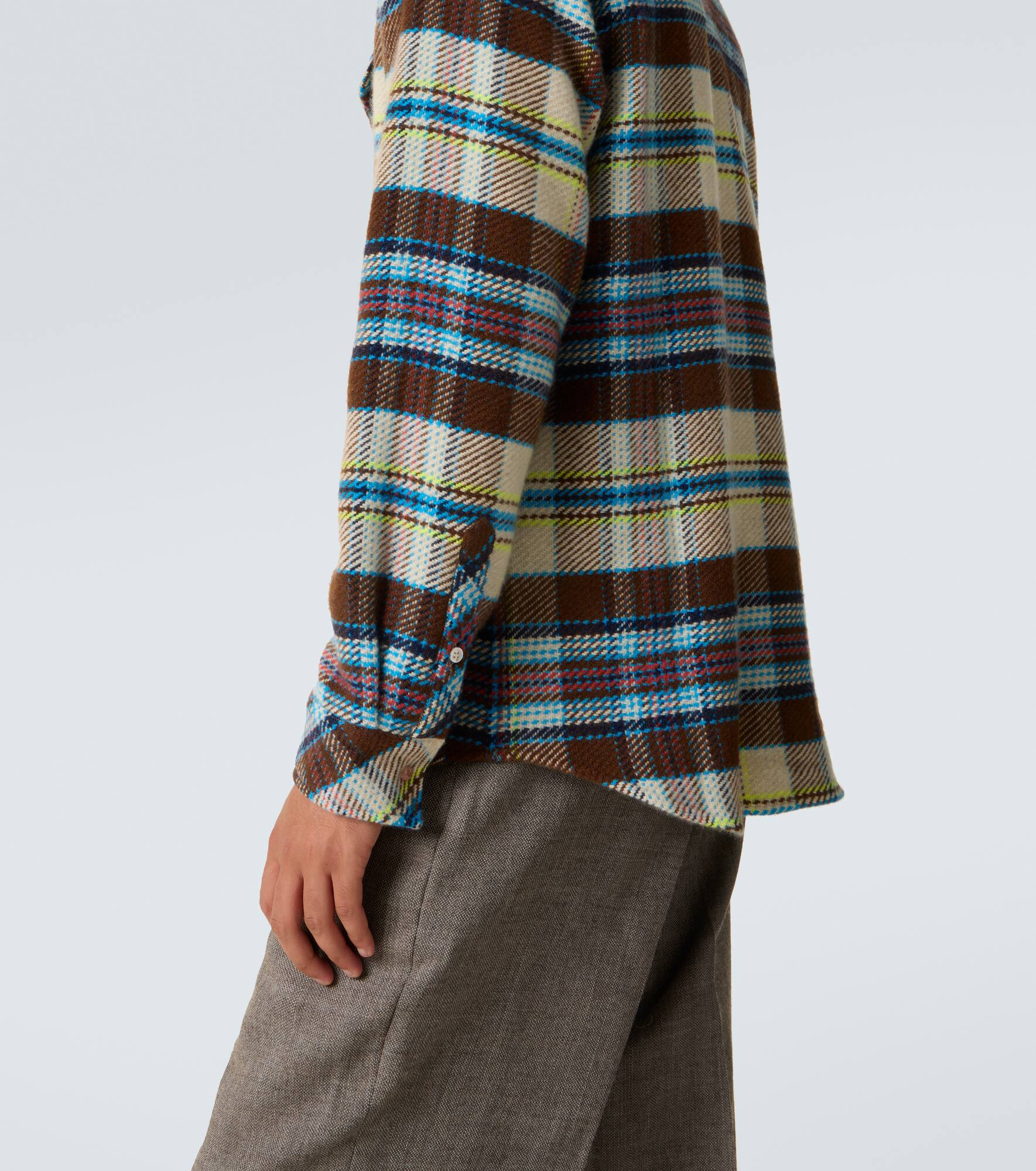 Plaid cashmere shirt with sunstone - 6