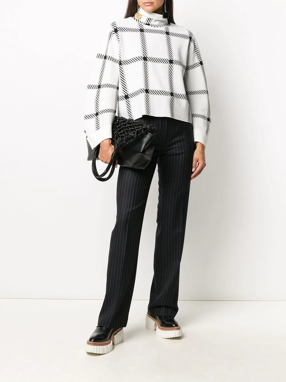 checked high-neck jumper - 2