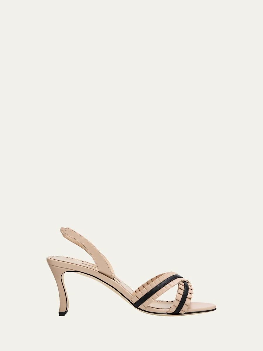 70mm Volusan Leather Slingback Pumps - 1