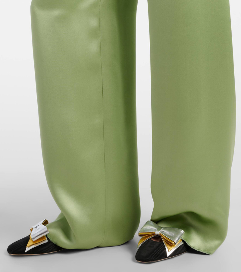 High-rise silk duchess wide-leg pants 5