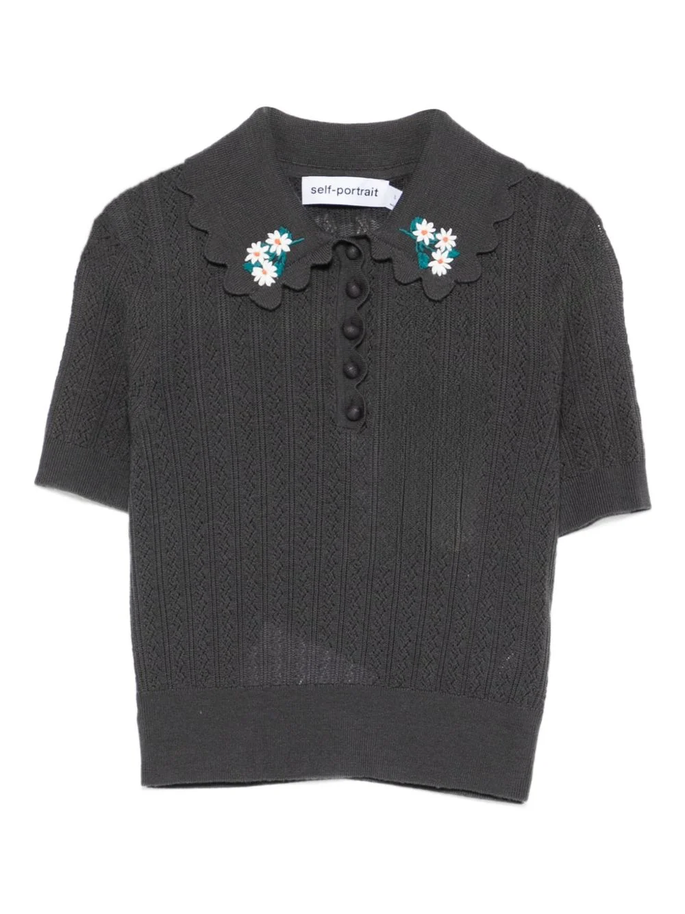 floral-appliqué polo shirt - 1