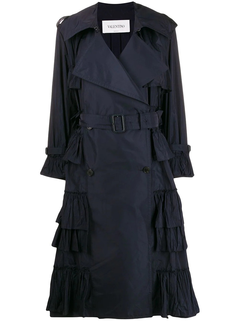double-breasted pleated trench coat 1