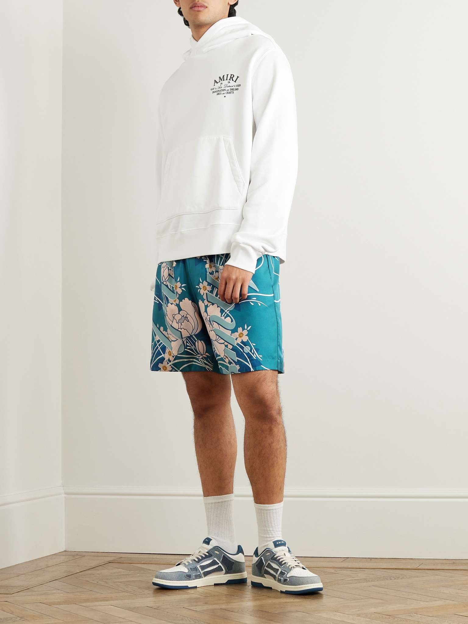 Straight-Leg Floral-Print Silk-Twill Drawstring Shorts - 2