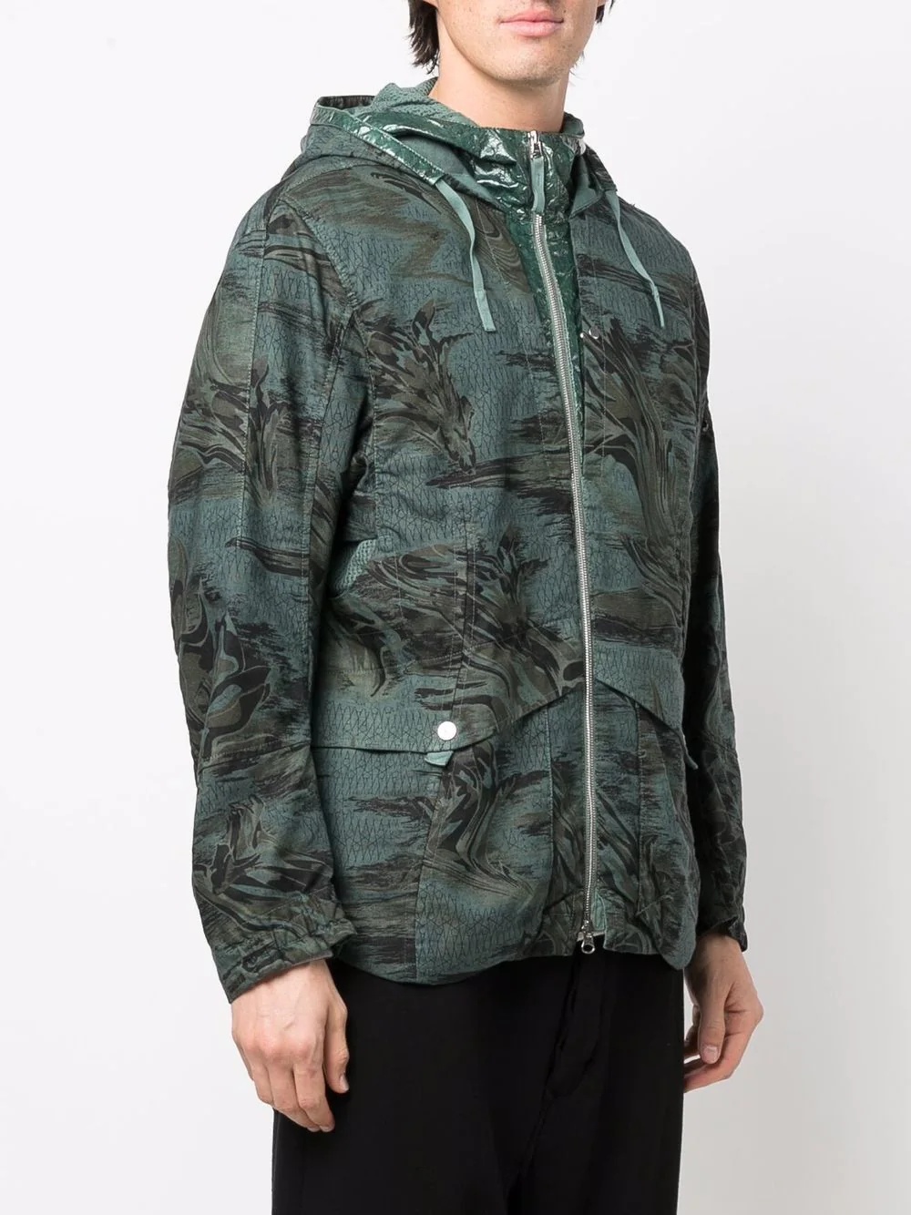 patterned zip-up hooded jacket - 3