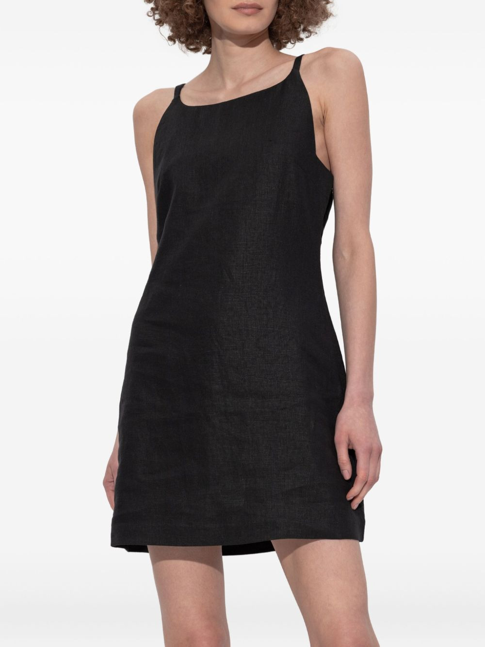 square-neck linen mini day dress - 3
