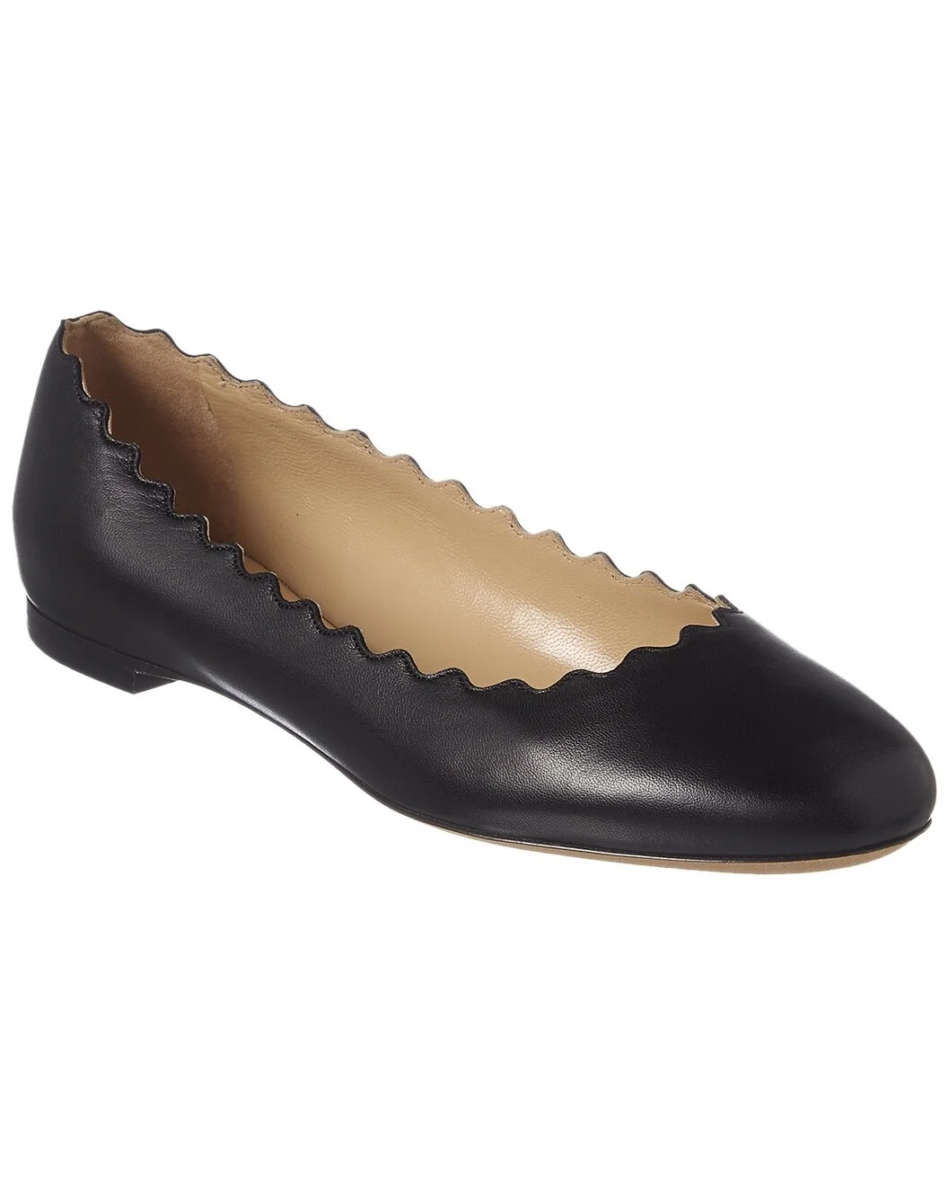 Chloé Lauren Scalloped Leather Ballerina Flat - 1