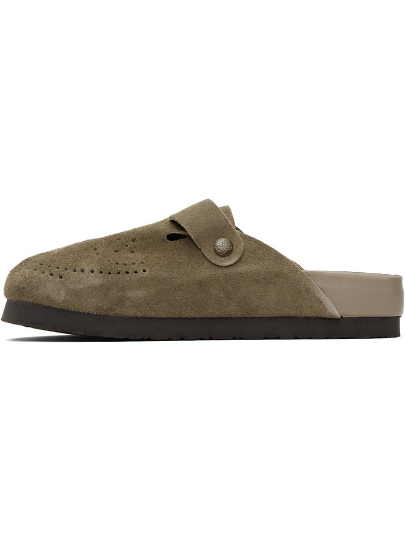 Taupe Suede Clog Slip-on Loafers 3