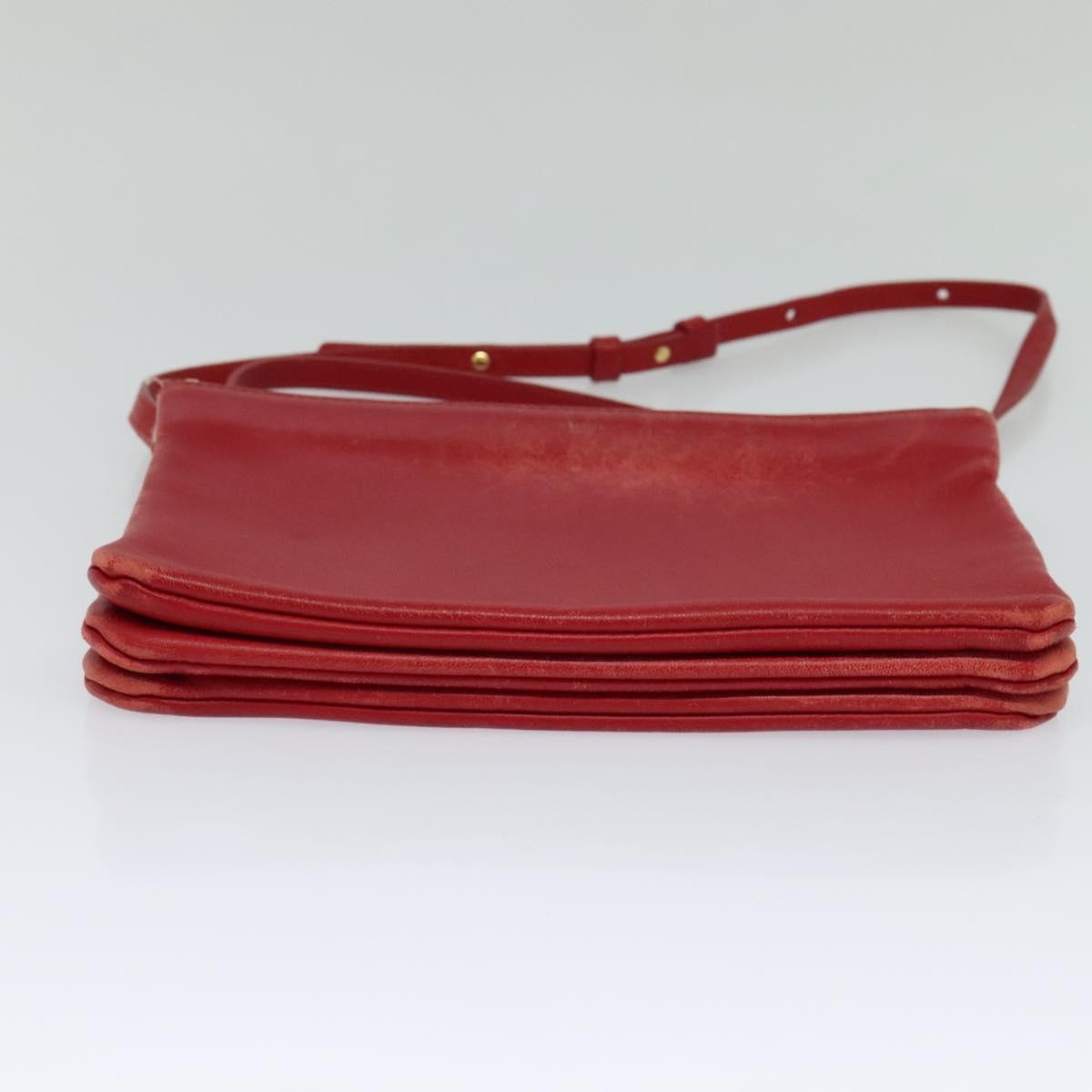 CELINE Trio Small Shoulder Bag Leather Red Gold - 5