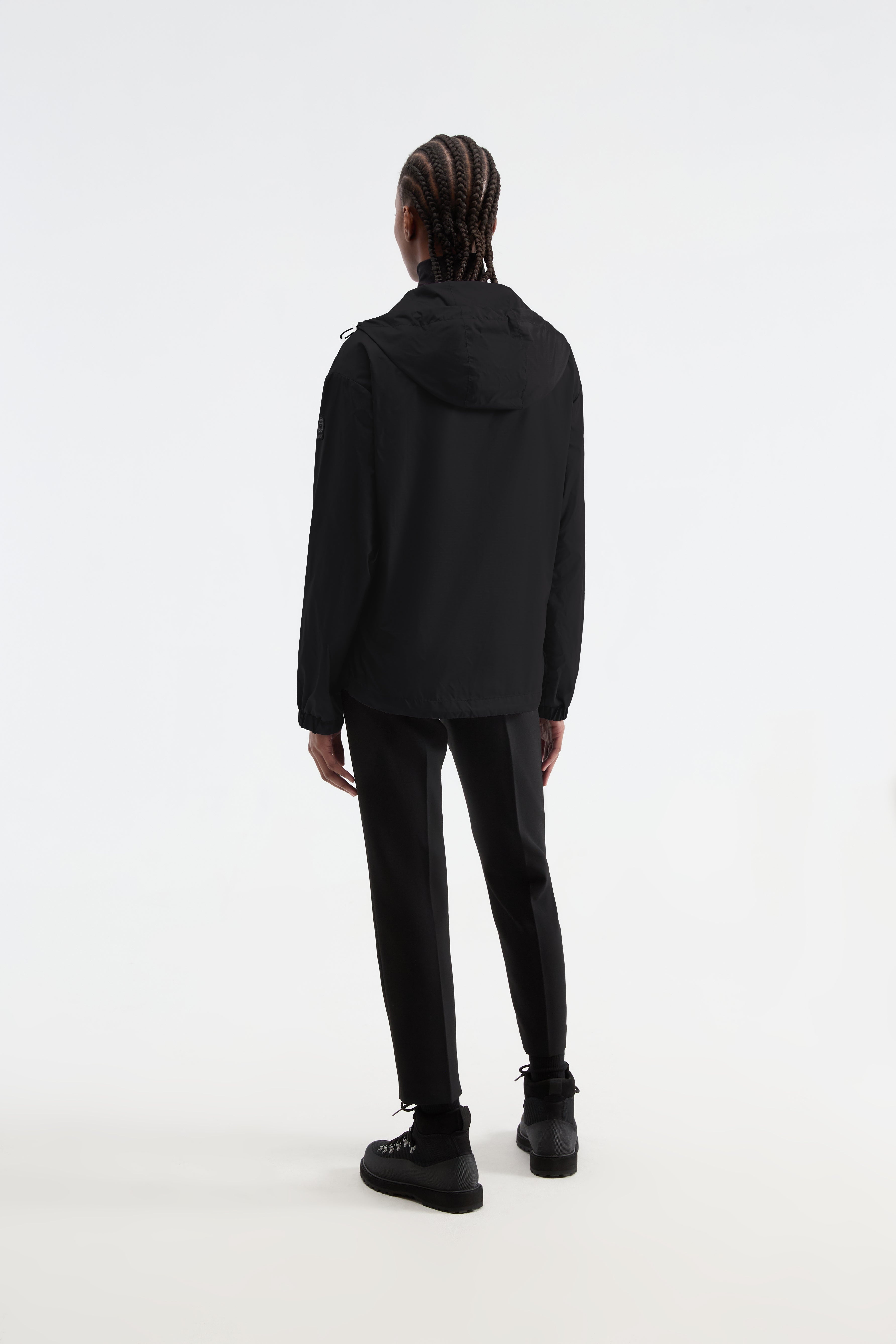 Langley Windbreaker with hood in Black Ripstop - 5