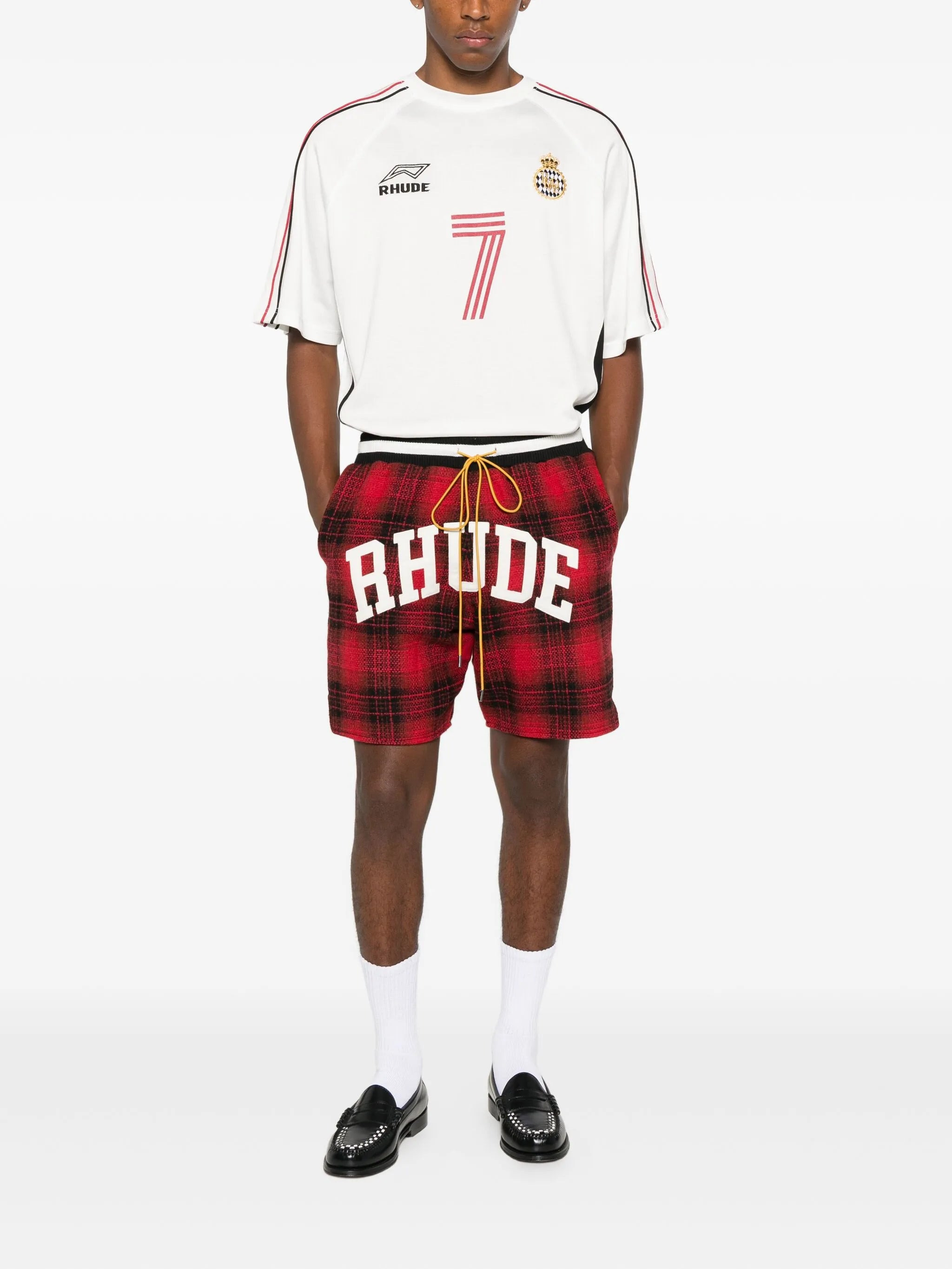 collegiate-logo plaid shorts - 2