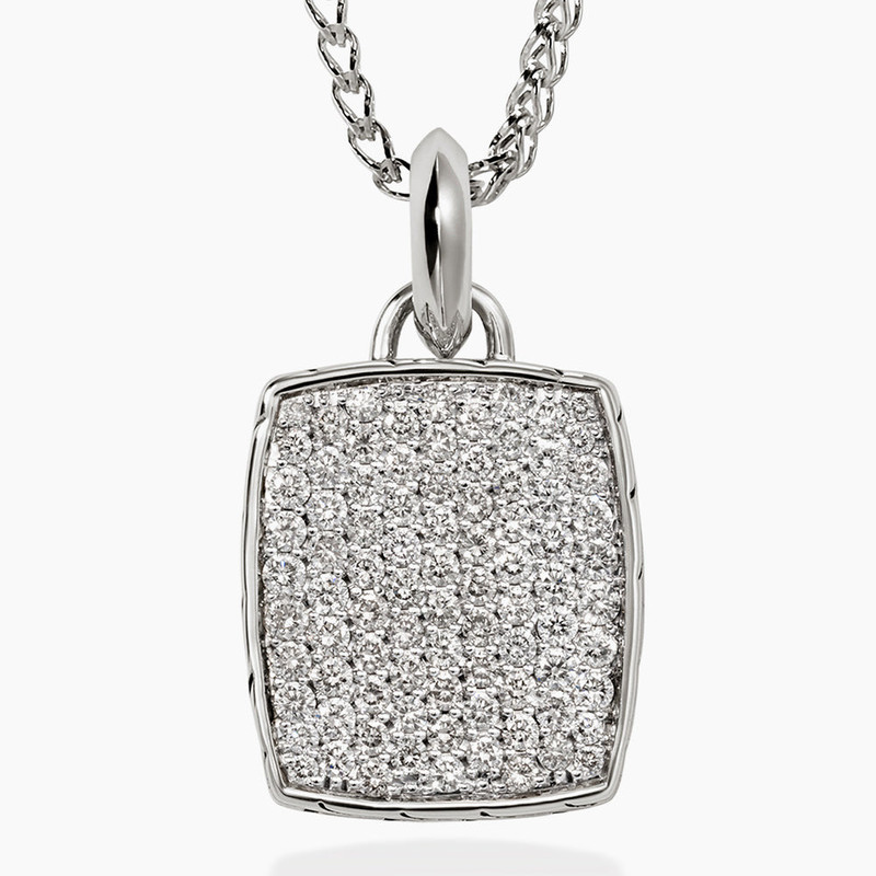 Tag Necklace, Silver, Diamonds, 1.7MM 3