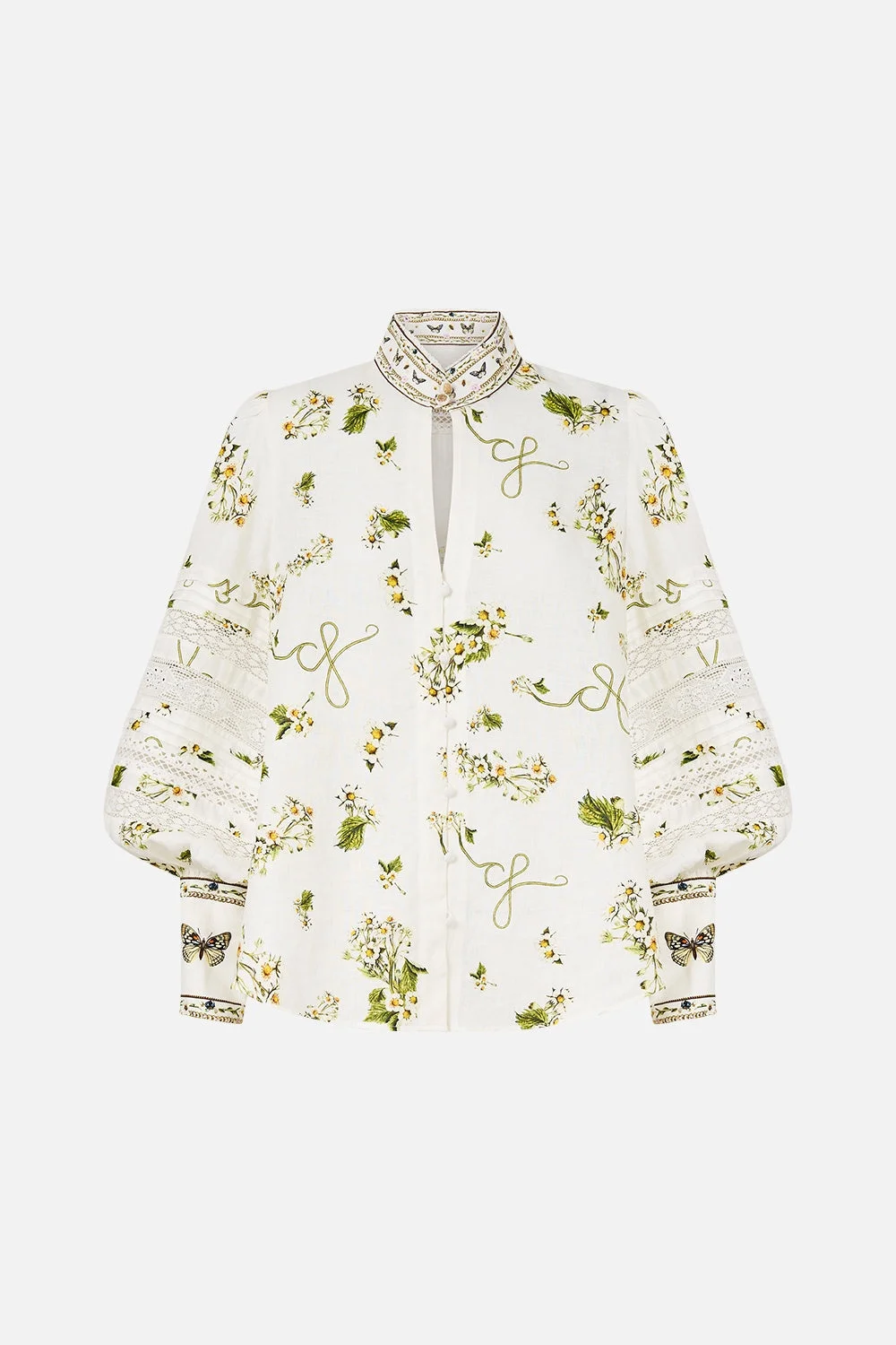 BUTTONED COLLAR BLOUSE WITH BLOUSON SLEEVE - 1